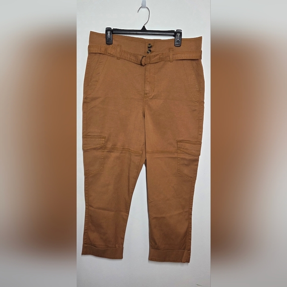Cabi Paper Bag Cargo Pants Women’s Size 8 Belted Straight Leg Stretch Twill 6045 - Picture 2 of 10